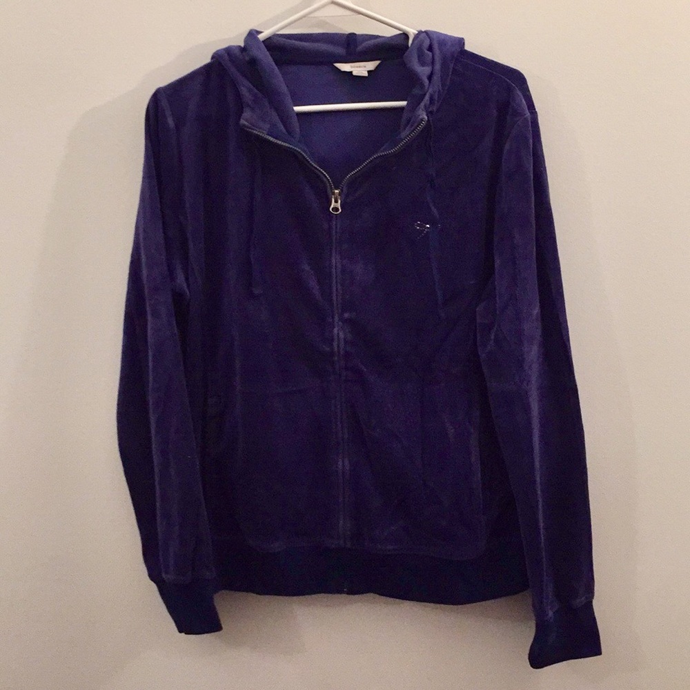 Midnight blue velvet zip hoodie